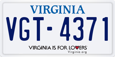 VA license plate VGT4371