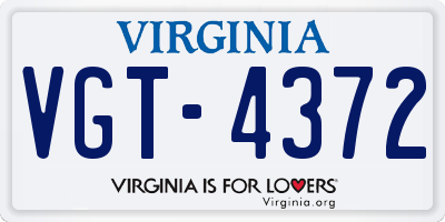 VA license plate VGT4372