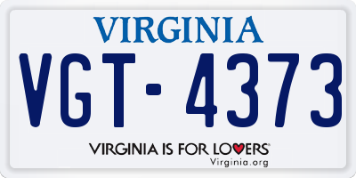 VA license plate VGT4373