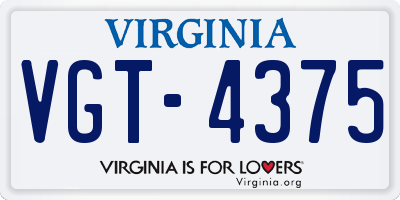 VA license plate VGT4375