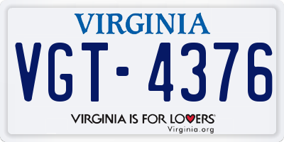 VA license plate VGT4376