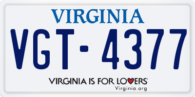 VA license plate VGT4377