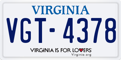 VA license plate VGT4378