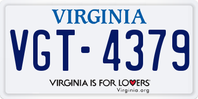 VA license plate VGT4379