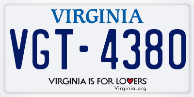 VA license plate VGT4380