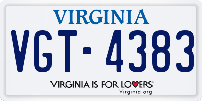VA license plate VGT4383