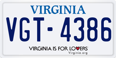 VA license plate VGT4386