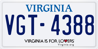 VA license plate VGT4388