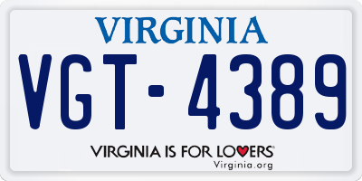 VA license plate VGT4389