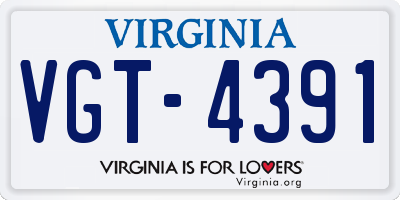 VA license plate VGT4391