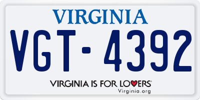 VA license plate VGT4392