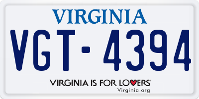 VA license plate VGT4394