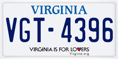 VA license plate VGT4396