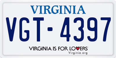 VA license plate VGT4397