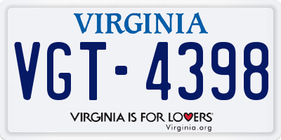 VA license plate VGT4398