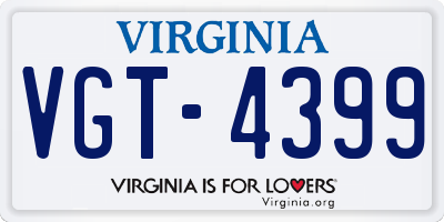 VA license plate VGT4399
