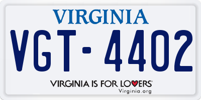 VA license plate VGT4402