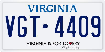 VA license plate VGT4409