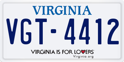 VA license plate VGT4412