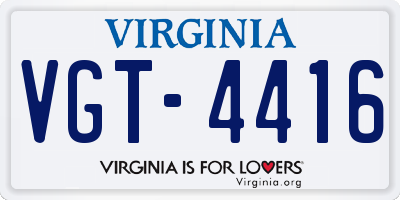 VA license plate VGT4416