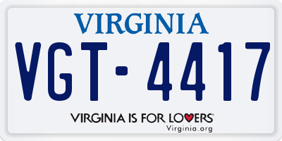VA license plate VGT4417