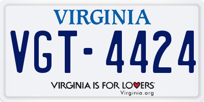 VA license plate VGT4424
