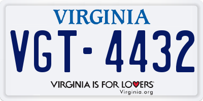 VA license plate VGT4432