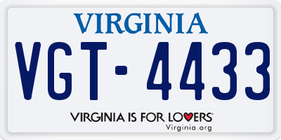 VA license plate VGT4433