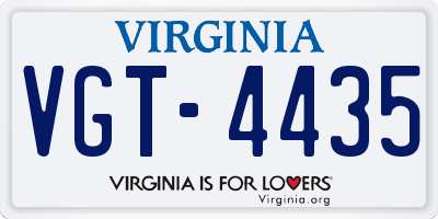VA license plate VGT4435