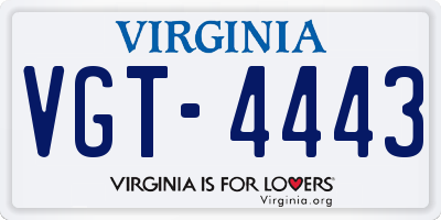 VA license plate VGT4443