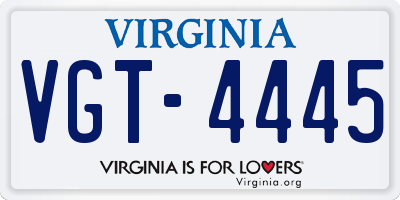 VA license plate VGT4445
