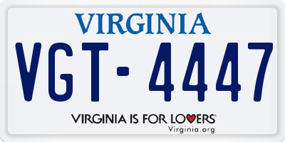 VA license plate VGT4447