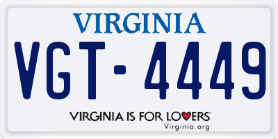 VA license plate VGT4449