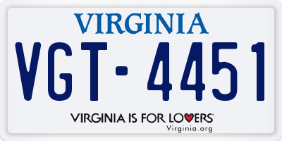 VA license plate VGT4451