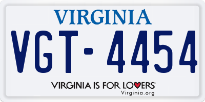 VA license plate VGT4454