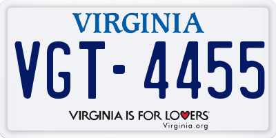 VA license plate VGT4455