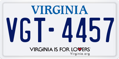 VA license plate VGT4457