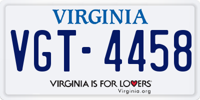 VA license plate VGT4458