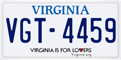 VA license plate VGT4459