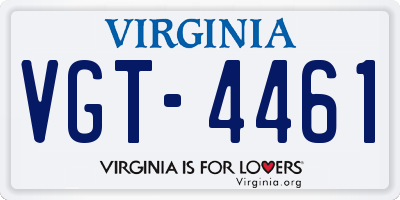 VA license plate VGT4461
