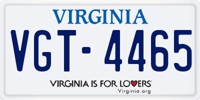 VA license plate VGT4465