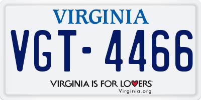 VA license plate VGT4466