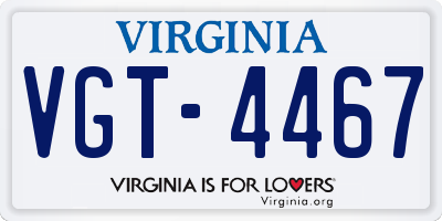 VA license plate VGT4467