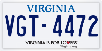 VA license plate VGT4472