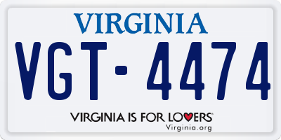 VA license plate VGT4474