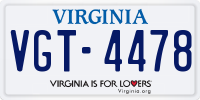 VA license plate VGT4478