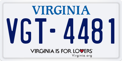 VA license plate VGT4481