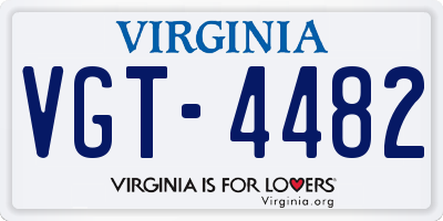 VA license plate VGT4482