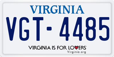 VA license plate VGT4485
