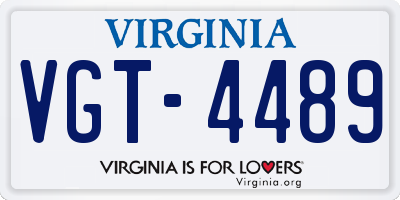 VA license plate VGT4489